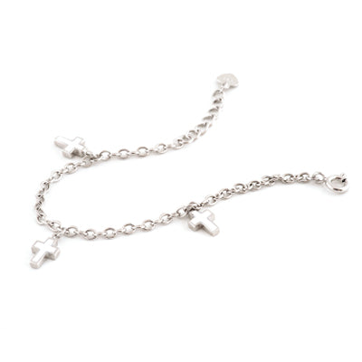 Sterling Silver Bracelet with Three Cross Charms