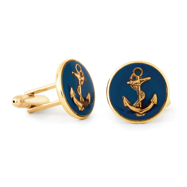 Enamel Anchor Cuff Links