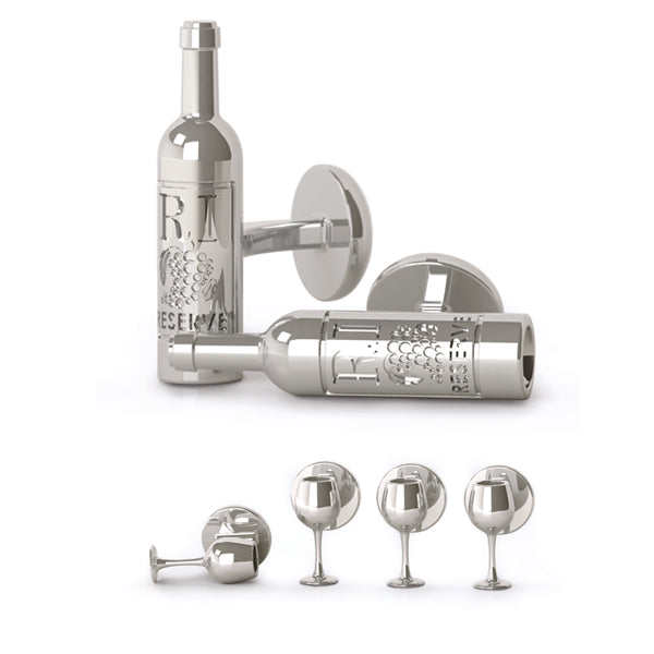 Sterling Silver Wine Bottle & Glass Set