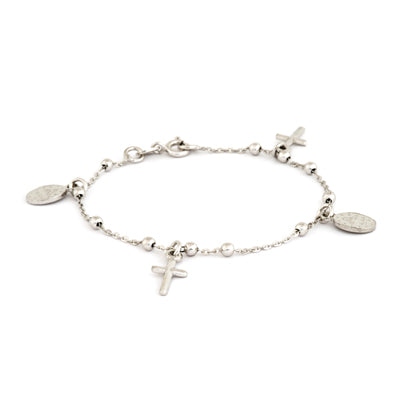 Children's Sterling Silver Bracelet With Cross And Mary Medal | Speidel