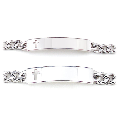 His and Hers Boxed ID Bracelets with Cross Cut Out