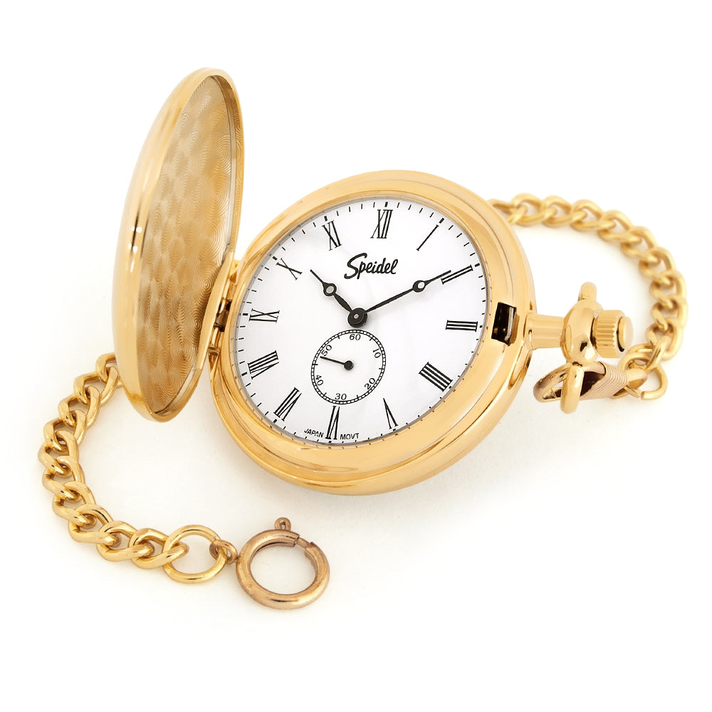 Classic Smooth Gold Tone Pocket Watch With 14/