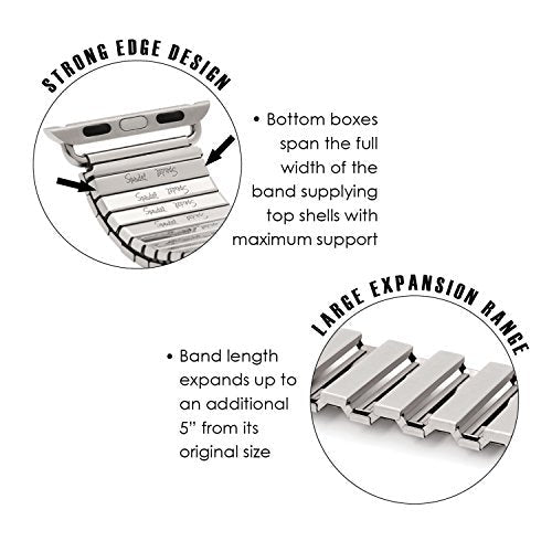 Speidel Twist-O-Flex Stainless Steel Expansion Watchband options Compatible for Use 38/40/41 and The 42/44/45 Apple Watch Series 1,2,3, 4,5 6, 7 and 8