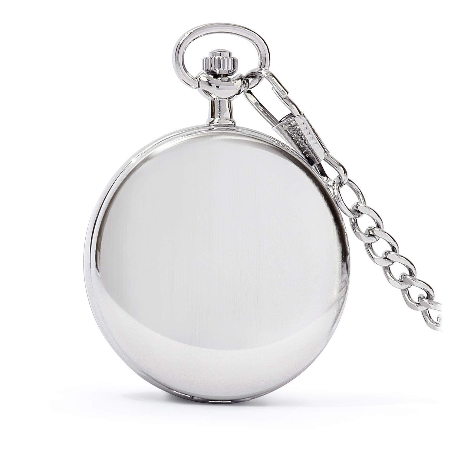 Black And Silver Tone Pocket Watch, Engravable Timepiece | Speidel