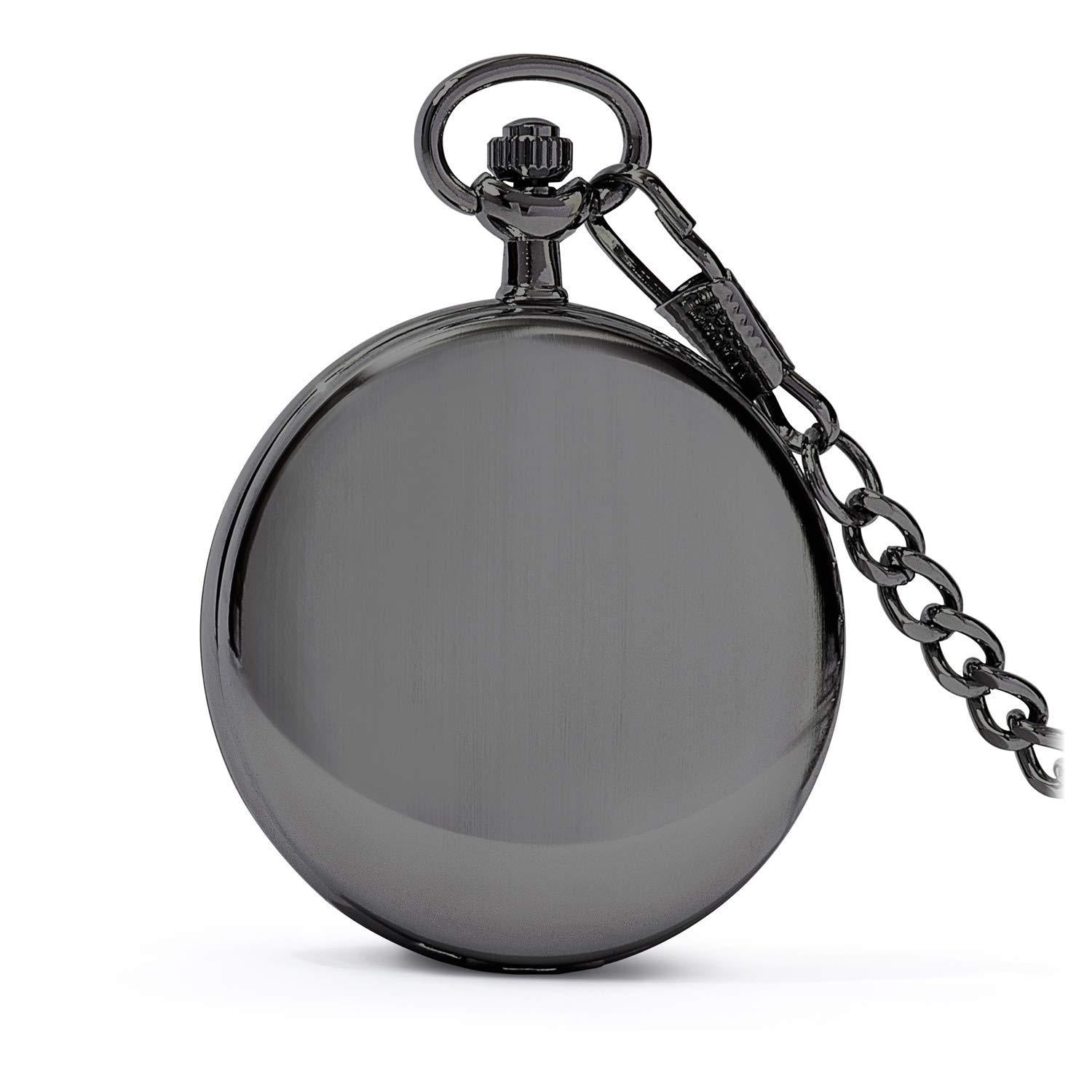 Black And Silver Tone Pocket Watch, Engravable Timepiece | Speidel