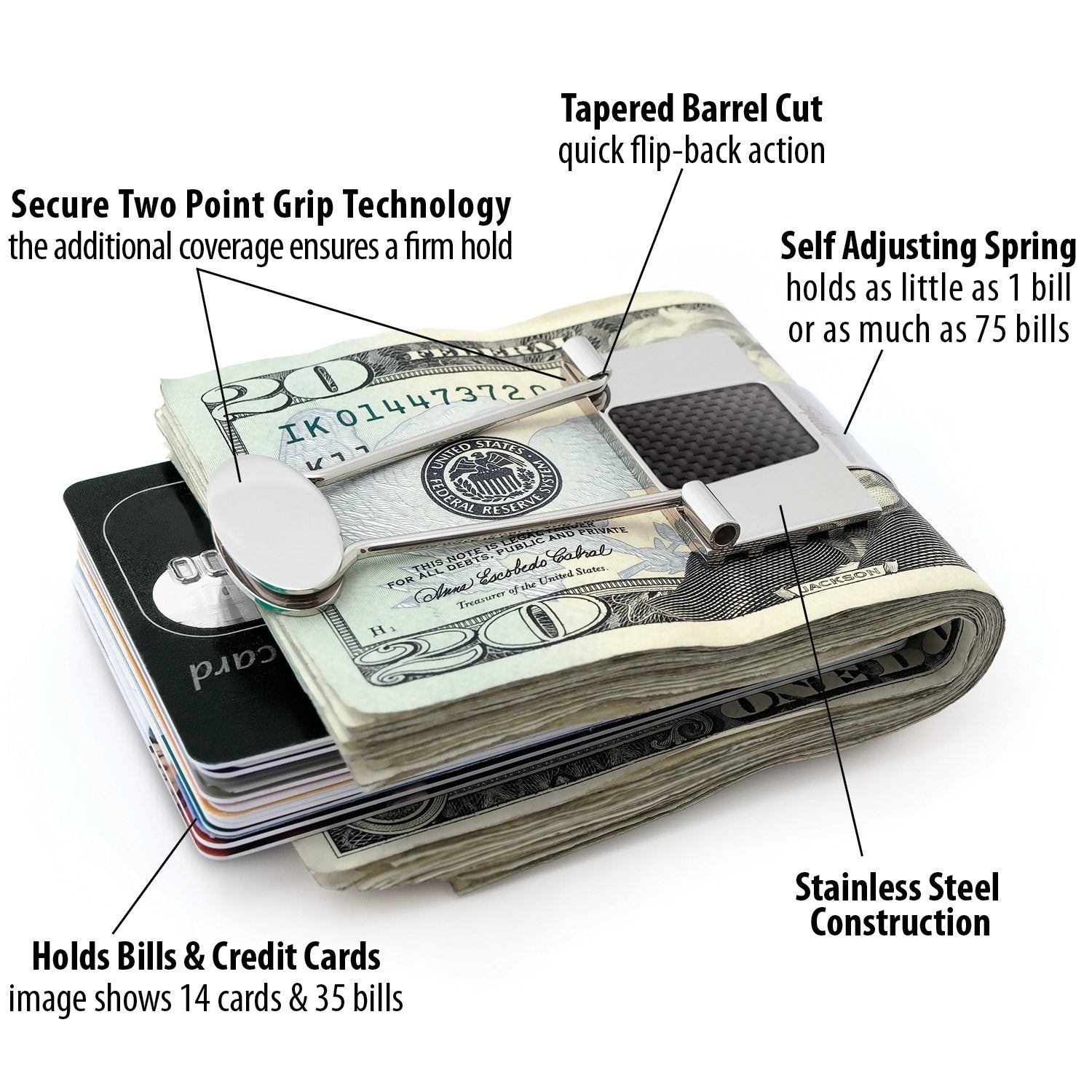 Bill Binder Metal Money Clip And Credit Card Holder For Men | Speidel