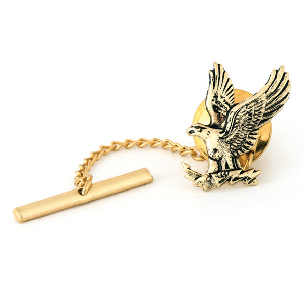 Gold Tone Eagle Tie Tack With Patriotic Design