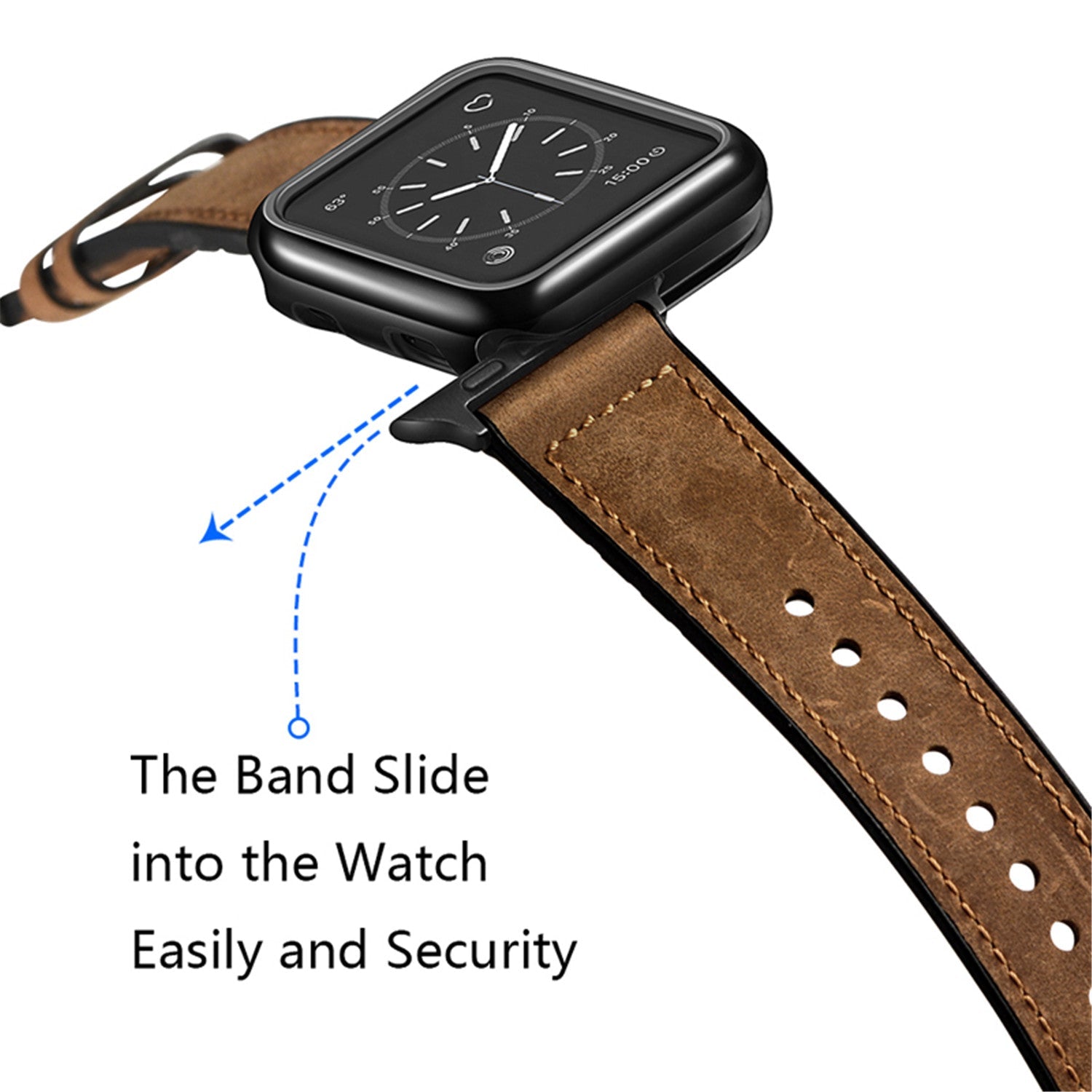 Speidel Genuine Barenia Leather Watchband for Use of The Apple Watch 38mm/40mm/41mm / Black