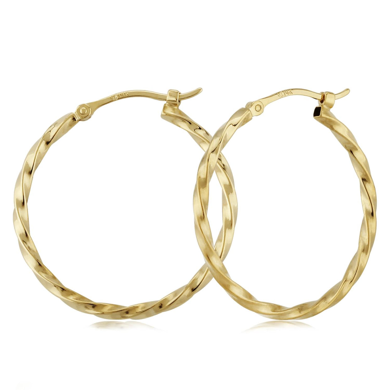 14k Gold 1.8x24mm Twisted Tube Earrings