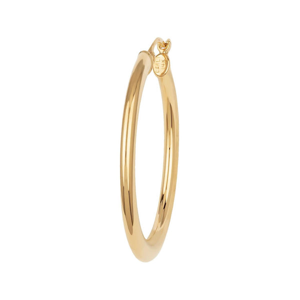 14k Gold 2x30mm Flat Oval Tube Hoop Earrings - Speidel