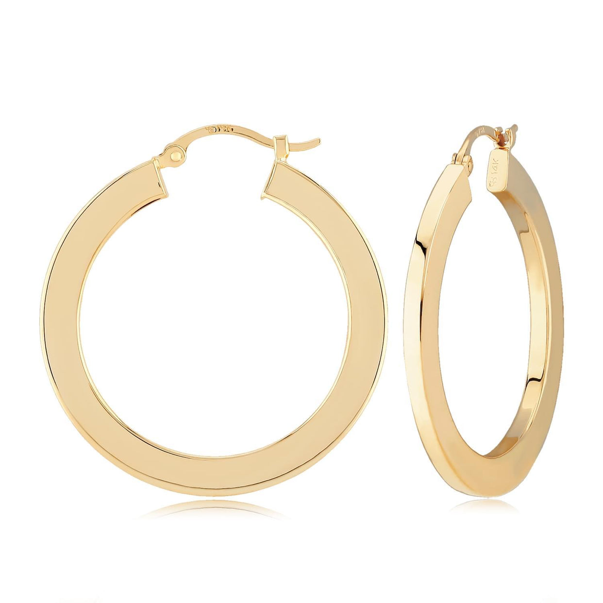 14k Gold 30mm Flat Hoop Earrings