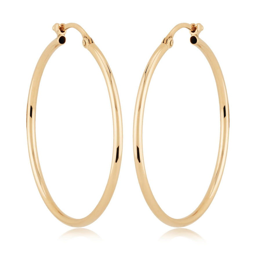 14k Gold 1.5x30mm S/D Hoop Earrings