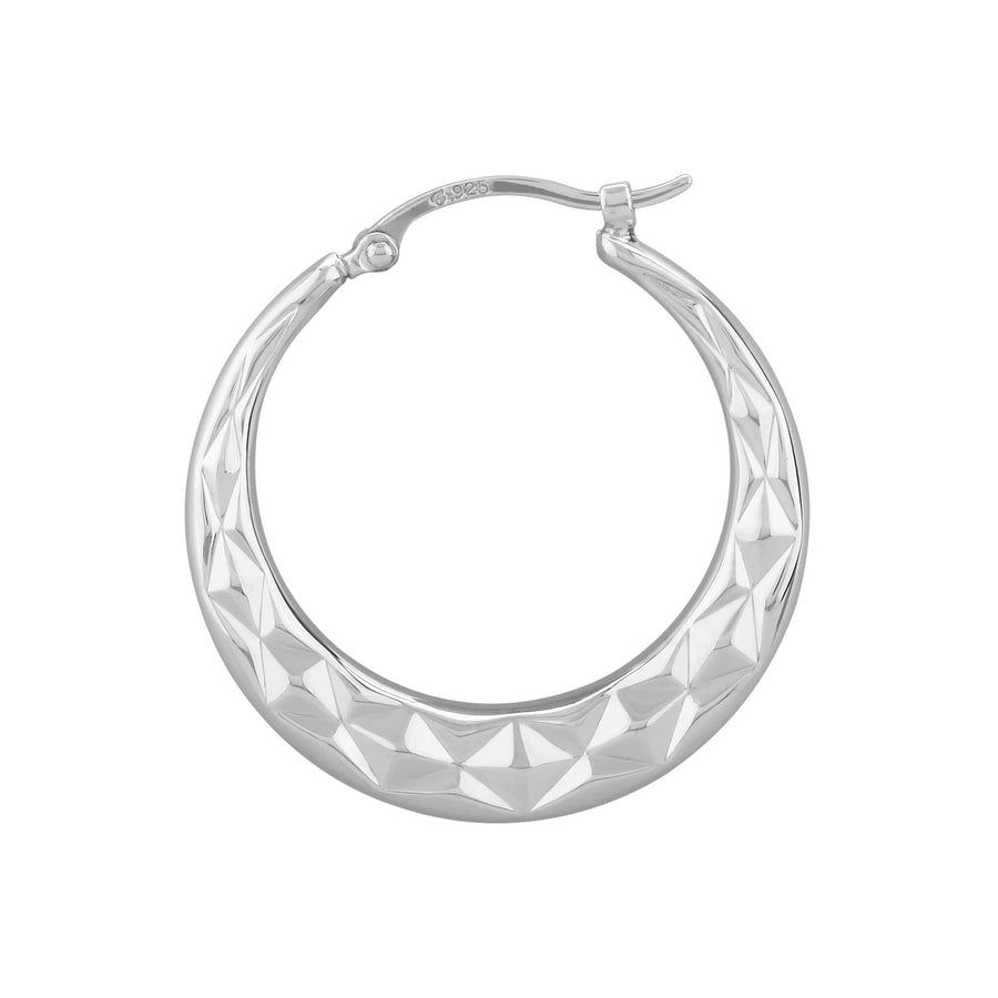 Sterling Silver Large Diameter Cut Hoop Earrings