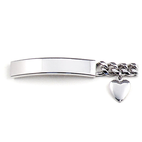 Ladies’ ID Bracelet with Plaque and Heart Charm