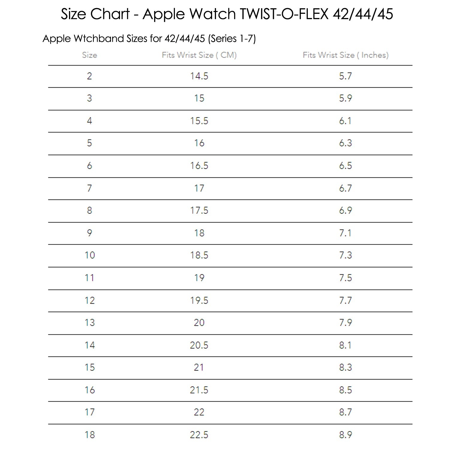 Twist-O-Flex™ Band Compatible For Use With The Apple Watch®  42mm (series 1-10 before 9/2024), 44/45mm (series 1-10)