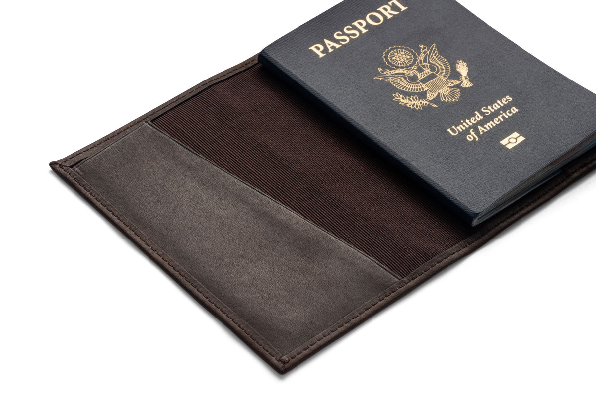 Leather Passport Book Cover In Brown Or Black Made in the USA Anson Speidel