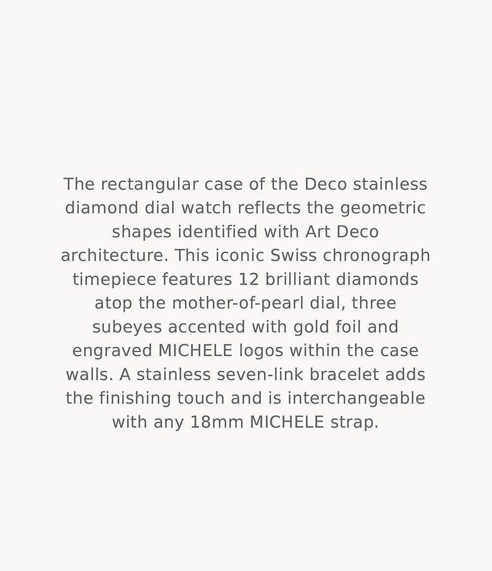 MICHELE Watches Deco Stainless Diamond Watch (33mm)