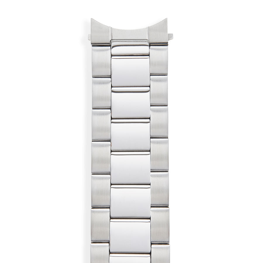 Men's Wrapped Link Silver Tone Curved End 22mm