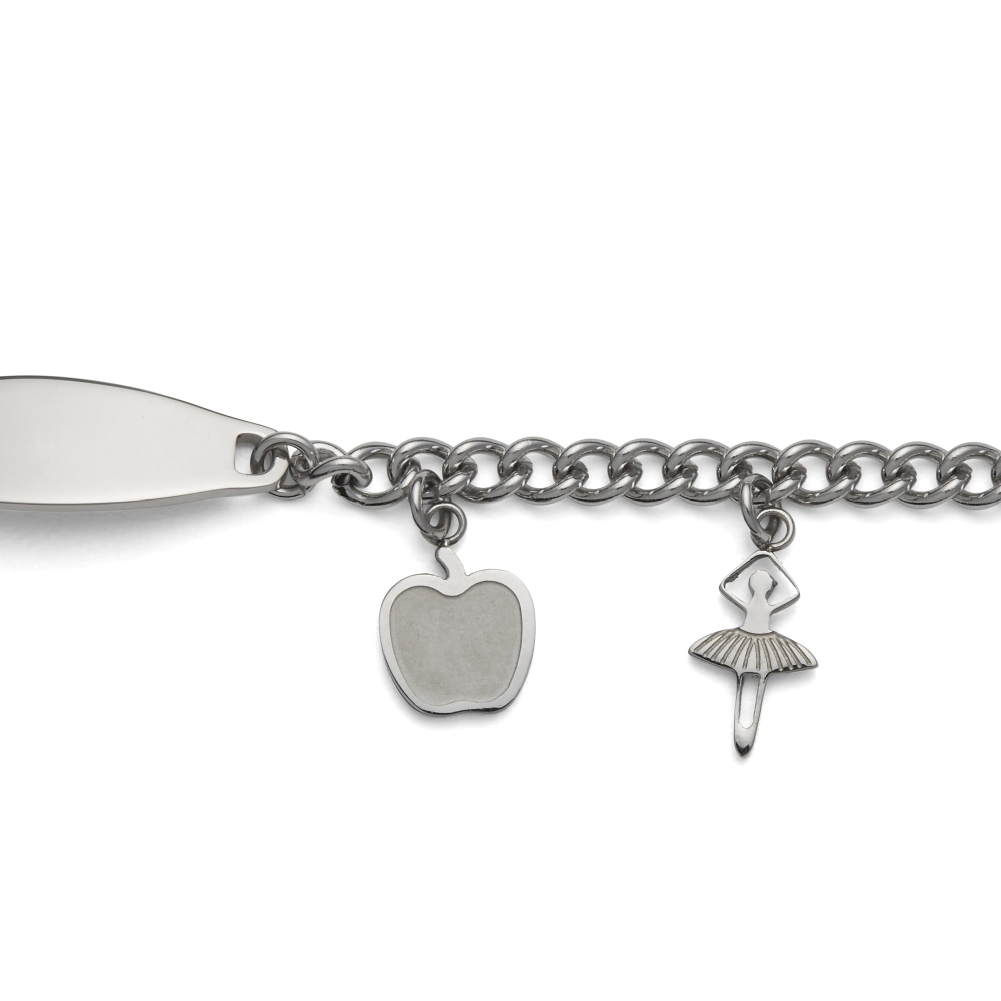 Speidel Children's ID Bracelet with Plaque and Flower Charms