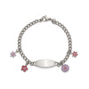Children’s ID Bracelet with Plaque and Flower Charms