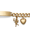 Ladies’ ID Bracelet with Plaque and Cherub and Heart Charms Silver Tone