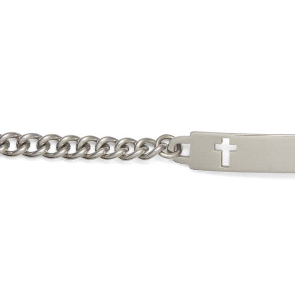 Children's ID Bracelet With Silver And Gold Cutout Cross Plaque