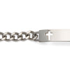 Ladies’ ID Bracelet with Cut Out Cross Plaque Silver or Gold Tone
