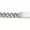 Men's ID Bracelet with Polished Plaque with Cross