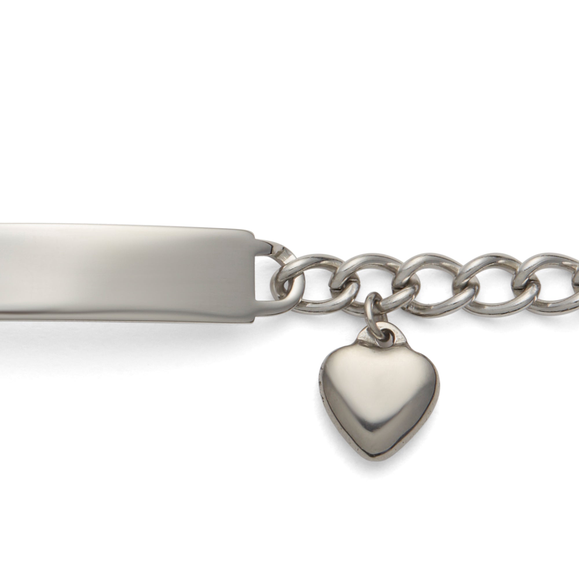 Engraved Kid's ID Charm Bracelet with Heart Locket