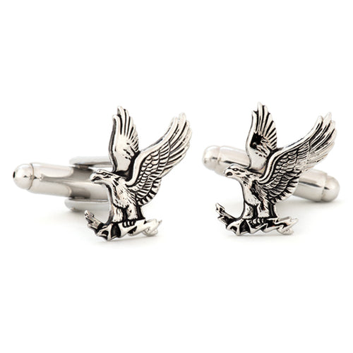 Silver American Flag Cufflinks - Enamel & Nickel - Bullet Back - Made In Taiwan