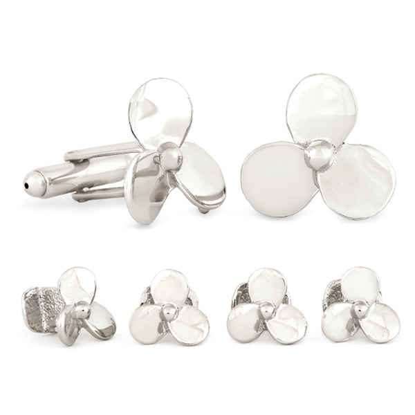 Silver Tone Propeller Formal Set (Made in the USA) - Speidel