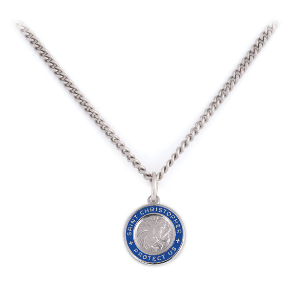 Saint christopher clearance necklace blue