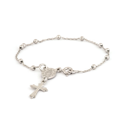 color-silver, Sterling Silver Bracelet With Miraculous Mary Medal and Cross