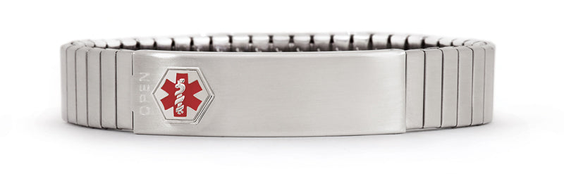 Speidel Medilog Medical Alert Bracelet - Silver Tone Engravable ID Bracelet With Wallet Card