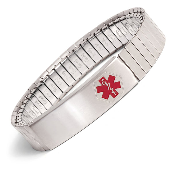 Stable Steel Medical Alert Bracelet (Optional Safety Clasp) Choose  one.-CR1230C