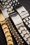 Mens 18-22MM Stainless Steel Mesh Band with Straight Adjustable End in Gold, Silver or Black feat_1