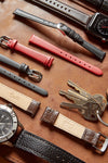 Men's Padded Leather Watchband with an Alligator Grain feat_1